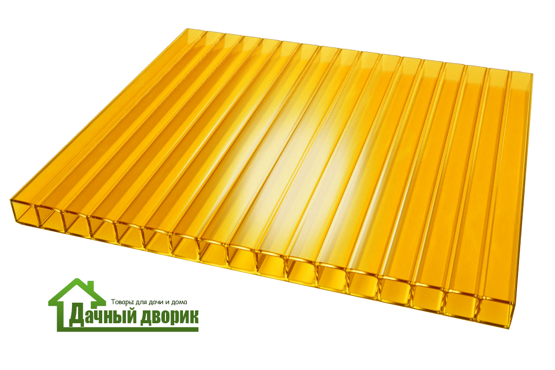 Сотовый поликарбонат 4мм желтый  (2,1*3м) недорого в Хабаровске